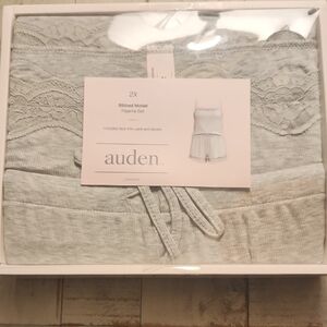 Auden Women's Light Gray Ribbed Pajama Set